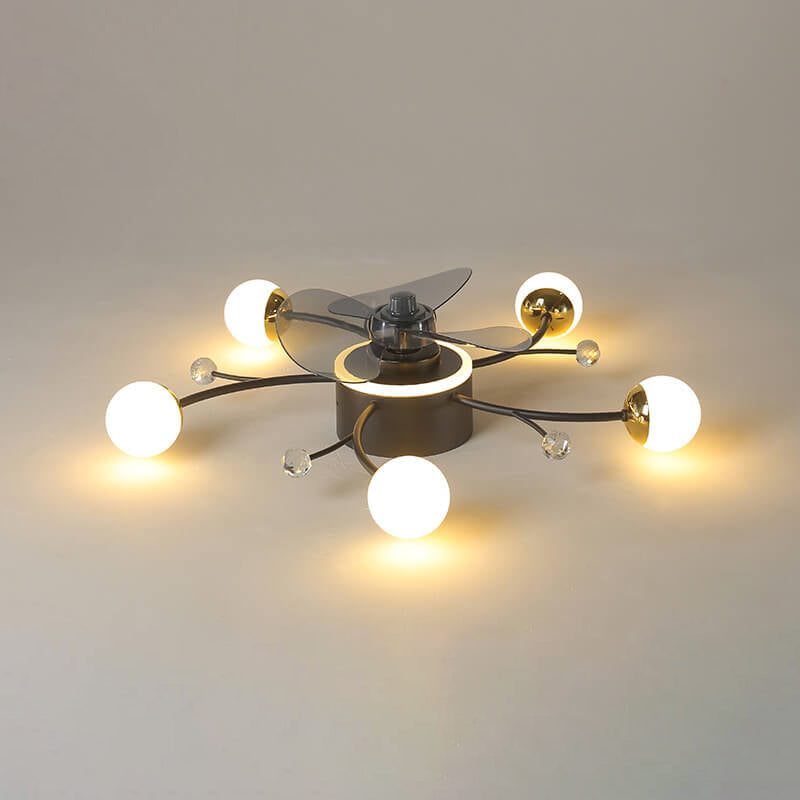 Nordic Light Luxury 5/7-Light LED Flush Mount Ceiling Fan