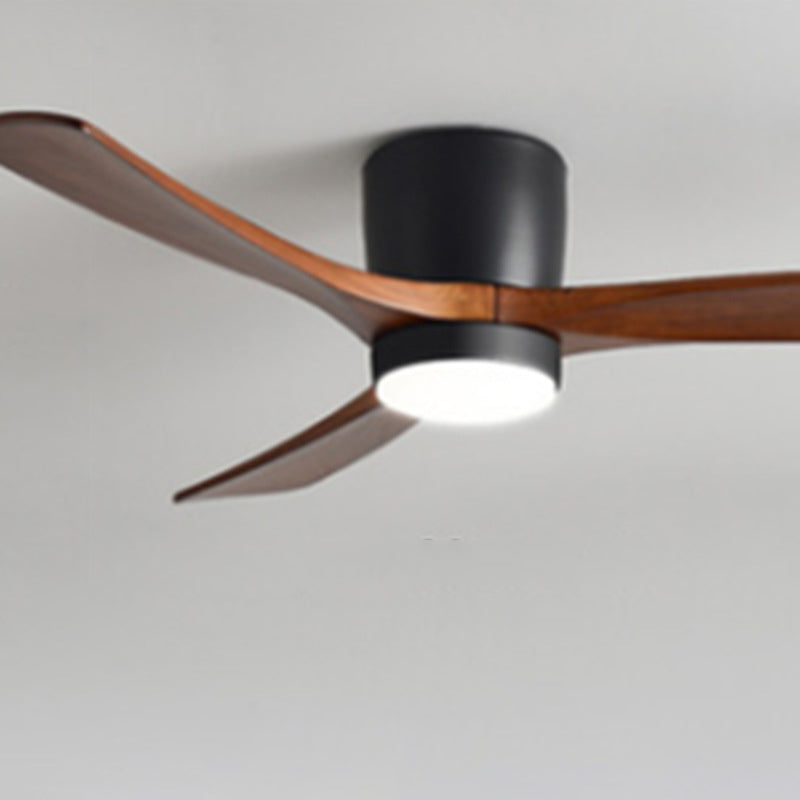 Contemporary Scandinavian Copper Wood Acrylic LED Ceiling Fan Light for Living Room
