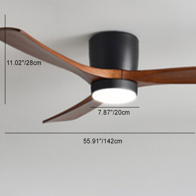 Contemporary Scandinavian Copper Wood Acrylic LED Ceiling Fan Light for Living Room