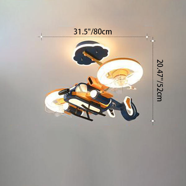 Contemporary LED Aircraft Ceiling Fan Light for Kids' Bedroom