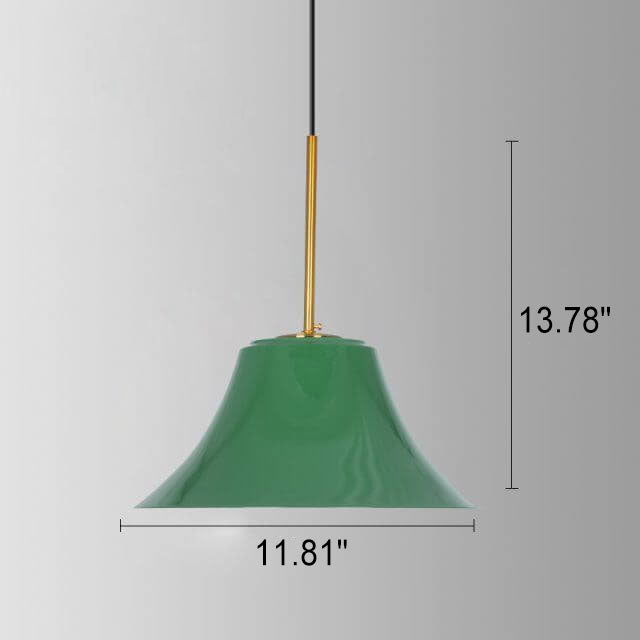 Industrial Vintage Green Iron Cone Pendant Light - 1-Light Hanging Fixture