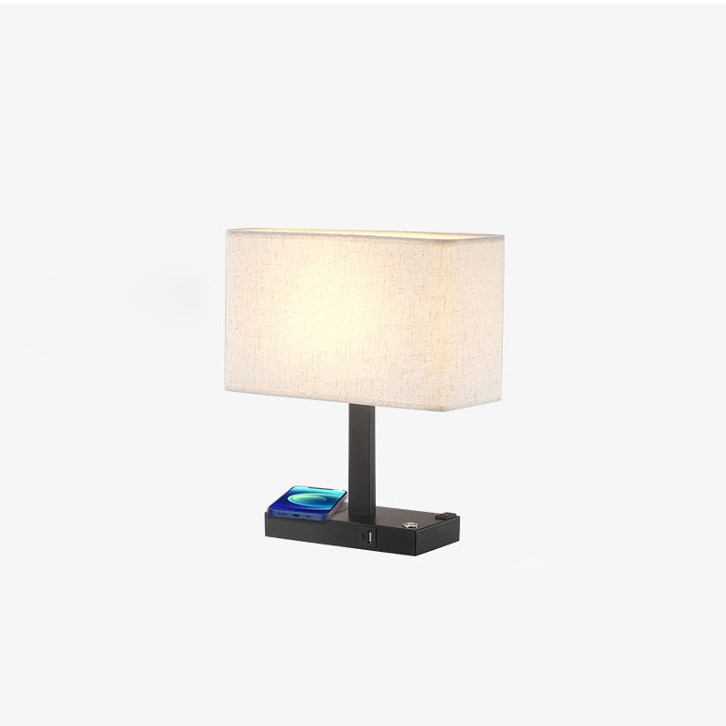 Modern Minimalist Rectangular Cloth Iron Table Lamp - Stylish 1-Light Design for Living Room