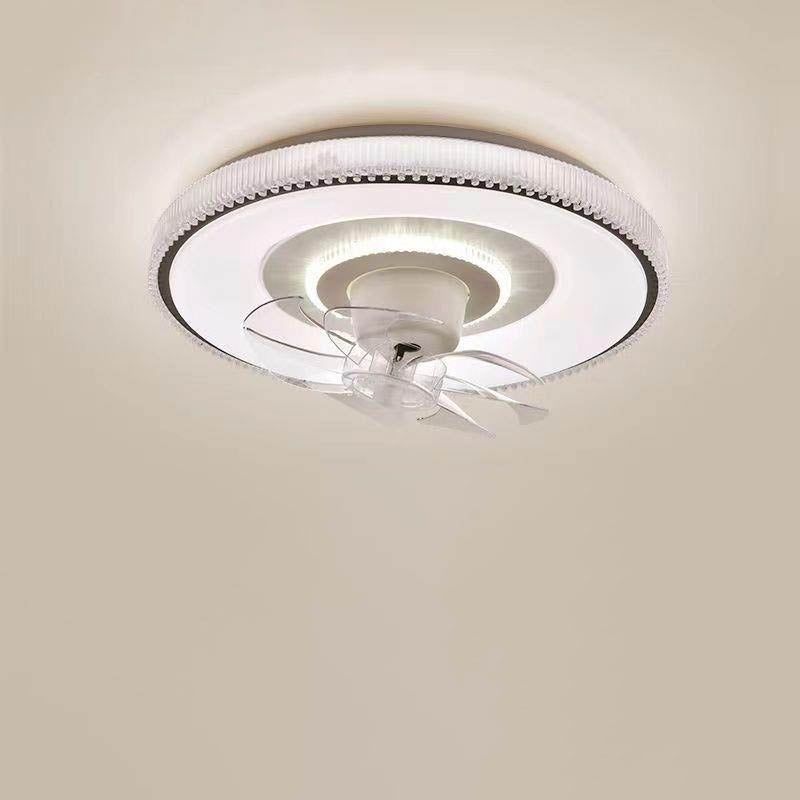 Modern Minimalist Round LED Flush Mount Ceiling Fan Light for Living Room