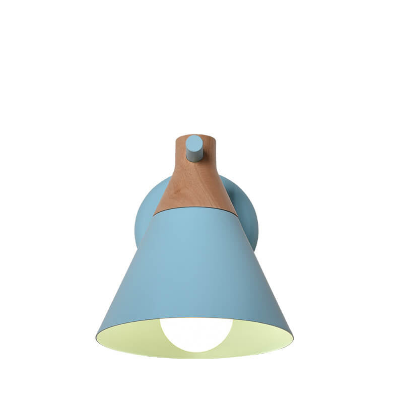 Nordic Solid Wood Macaron Cone 1-Light Wall Sconce Lamp