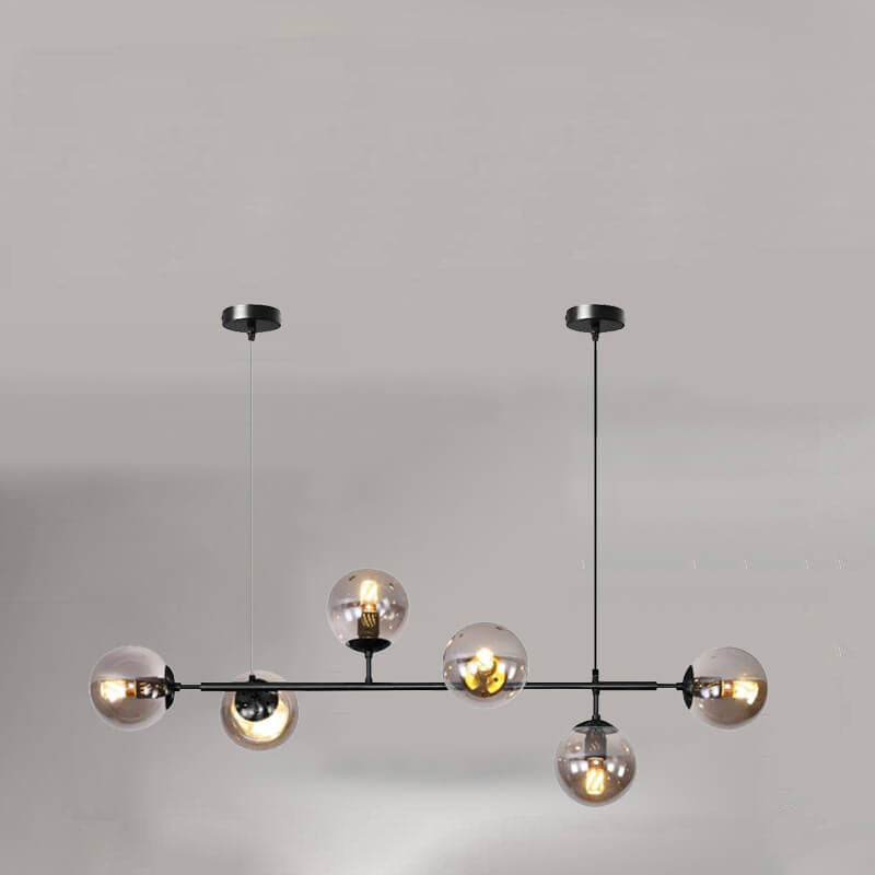 Nordic Minimalist Colorful Glass Orb 6-Light Island Chandelier