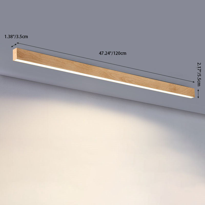 Modern Minimalist LED Flush Mount Ceiling Light - Wood Grain Aluminum Strips Design