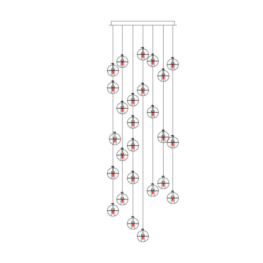 Modern Luxury LED Loft Chandelier with Crystal Orb Shade