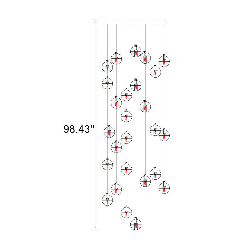 Modern Luxury LED Loft Chandelier with Crystal Orb Shade