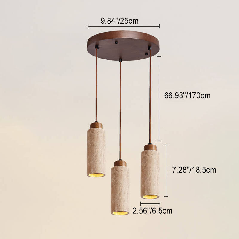 Wabi-Sabi Solid Wood & Stone Island Light Chandelier - 1/2/3-Light Rustic Fixture