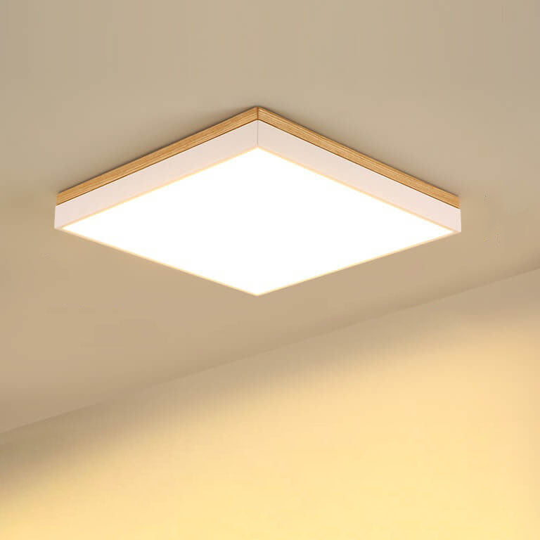 Modern Minimalist Solid Wood LED Flush Mount Light for Living Room