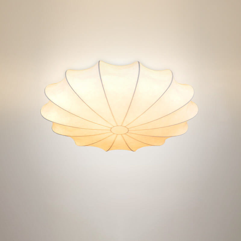 Nordic Minimalist Flush Mount Light - White Beige Faux Silk, 1/3/5-Light Options