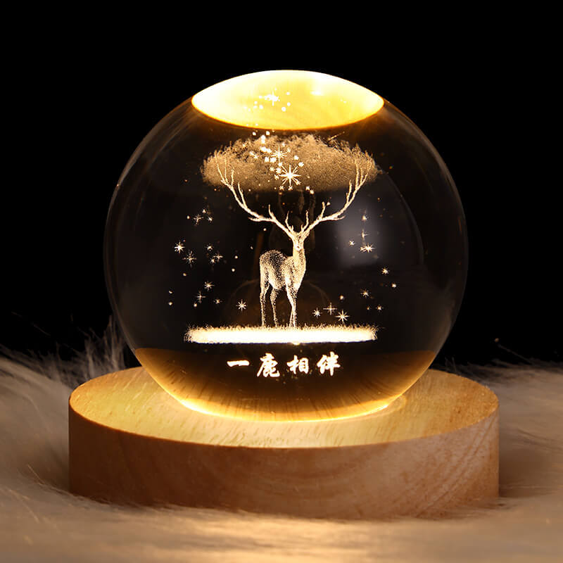Contemporary Star System Crystal Ball USB LED Night Light Table Lamp for Bedroom, Modern Decorative Nightlight, Space-Themed Bedroom Decor, Adjustable Brightness, Ambient Lighting for Kids and Adults, Unique Gift Idea for Home Decor