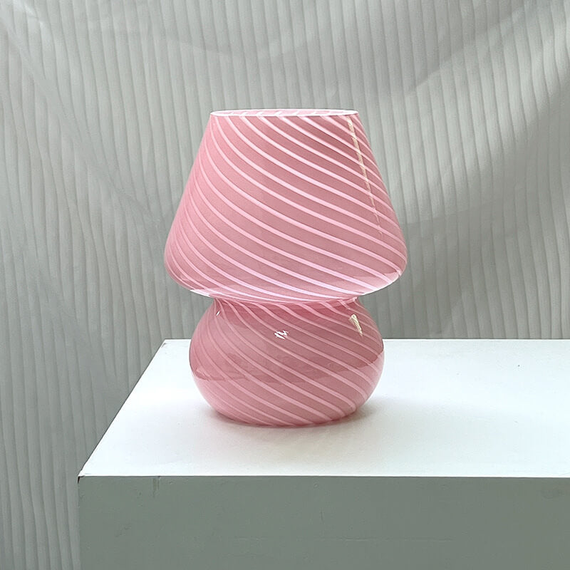 Modern Minimalist Striped Mushroom Glass Table Lamp 1-Light