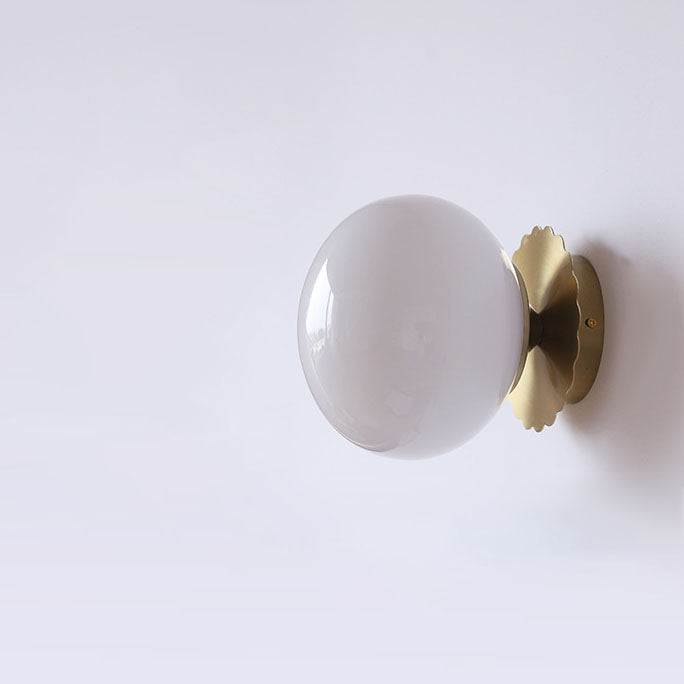 Modern Vintage Iron Glass Round Wall Sconce Lamp - 1-Light Minimalist Design