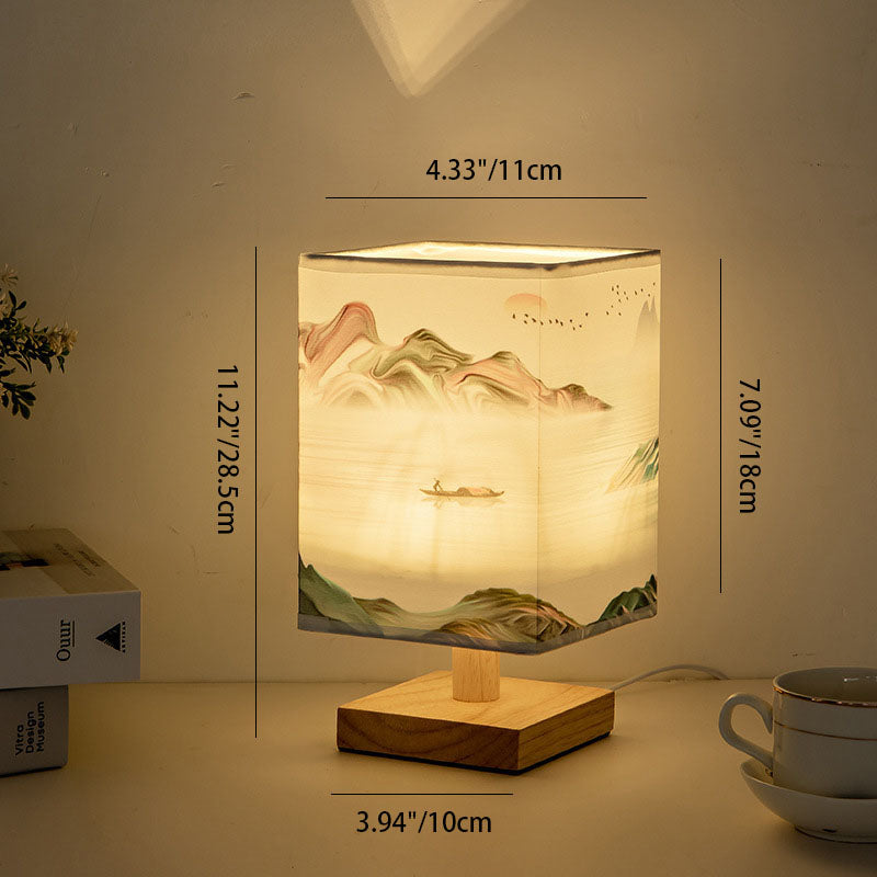 Contemporary USB LED Table Lamp - Stylish Bedroom Lighting Square Design