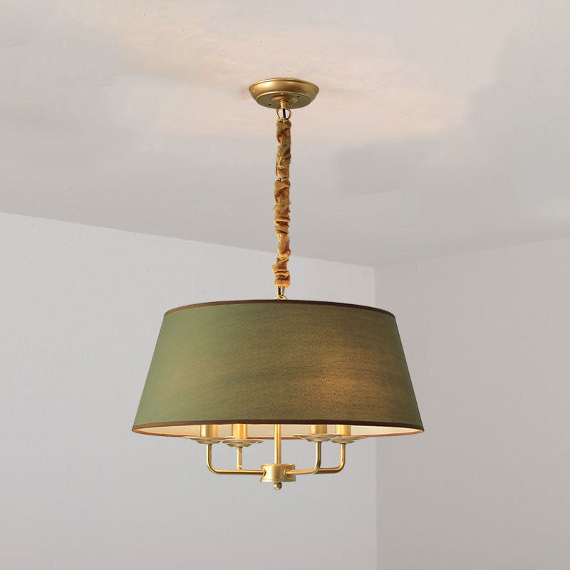 European Vintage Classic Iron Cloth 4-Light Pendant Lamp