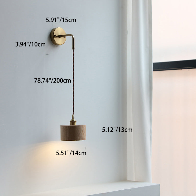 Contemporary Scandinavian Copper Wood 1-Light Wall Sconce for Bedroom  

Illuminate your bedroom with this stylish Scandinavian-inspired wall sconce. The unique round cone design combines warm copper and natural wood for a modern touch. This 1-light fixtu