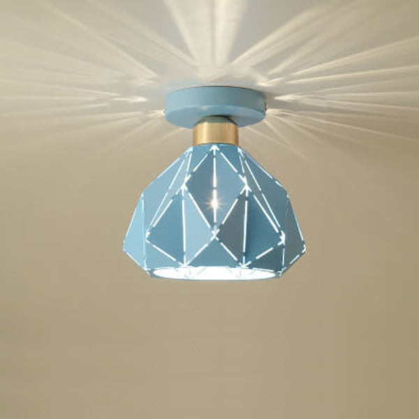 Modern Macaron 1-Light Diamond Dome Semi-Flush Mount Ceiling Light