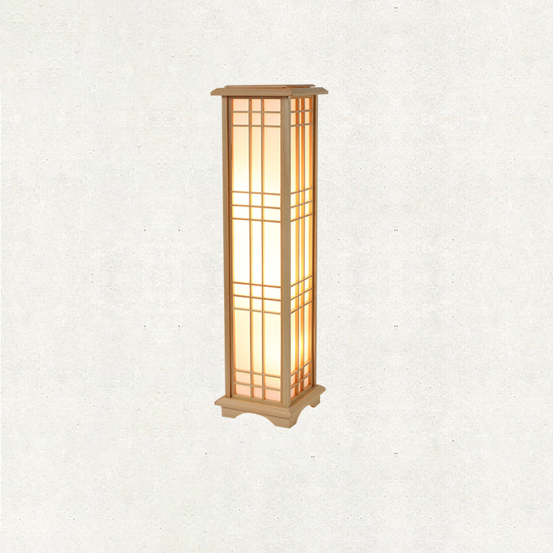 Traditional Japanese Wood Acrylic Floor Lamp - 1/2/3 Light Design for Bedroom