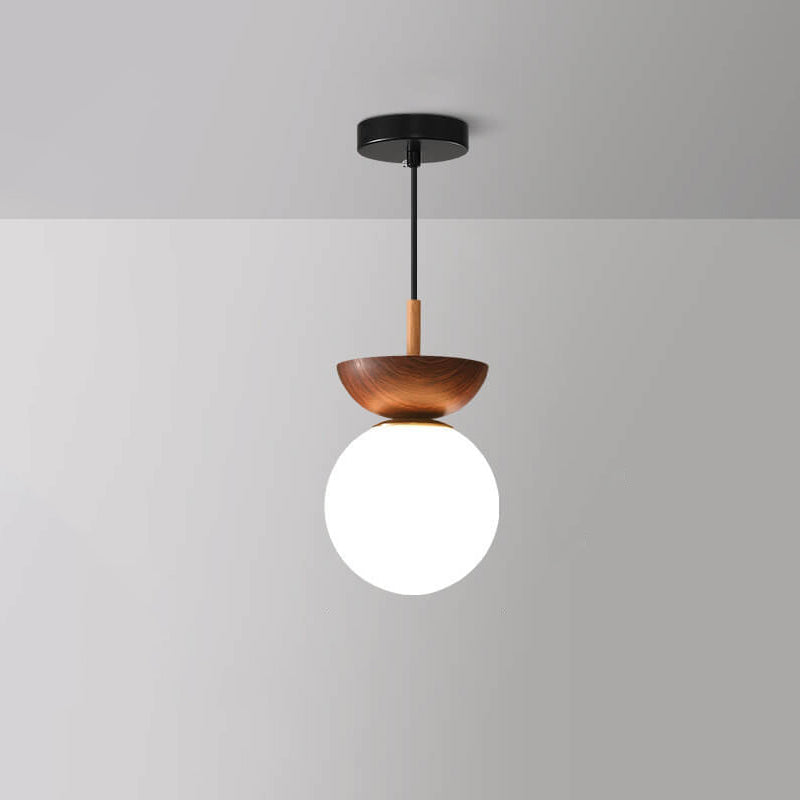 Modern Minimalist Glass Iron Orb Semi-Flush Mount Light Pendant for Living Room