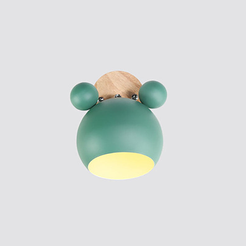 Nordic Cartoon Bear Dome 1-Light Kids Wall Sconce Lamp for Nursery, Children's Room Lighting, Playroom Decor, Cute Animal Wall Light, Adjustable LED, Ceiling Mount, Soft Nightlight, Baby Room Wall Fixture, Unique Kids' Bedroom Decor, Eco-Friendly Design