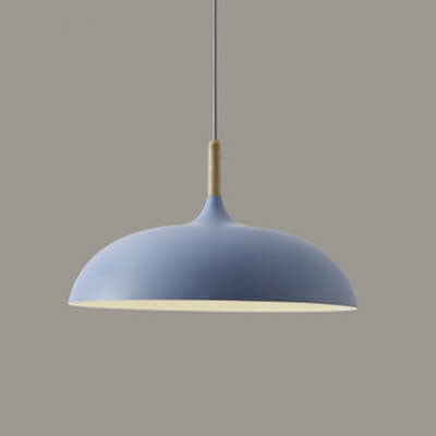 Modern Metal Wood Dome Pendant Light - 1-Light Fixture