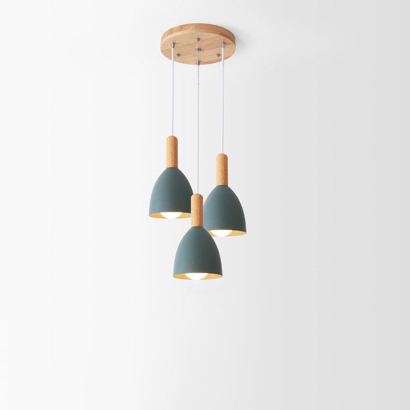 Nordic Minimalist Macaron Chandelier - 1/3-Light Solid Color Design, Modern Hanging Light Fixture for Dining Room or Living Space