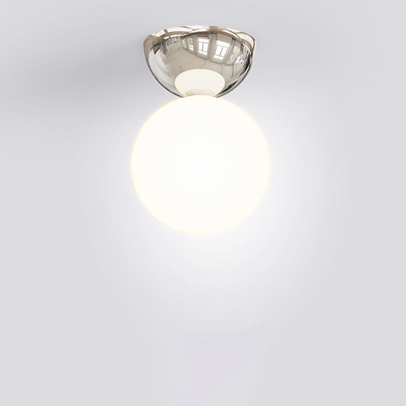 Scandinavian Iron & Glass Semi-Flush Mount Ceiling Light - 1-Light Spherical Shade for Hallway
