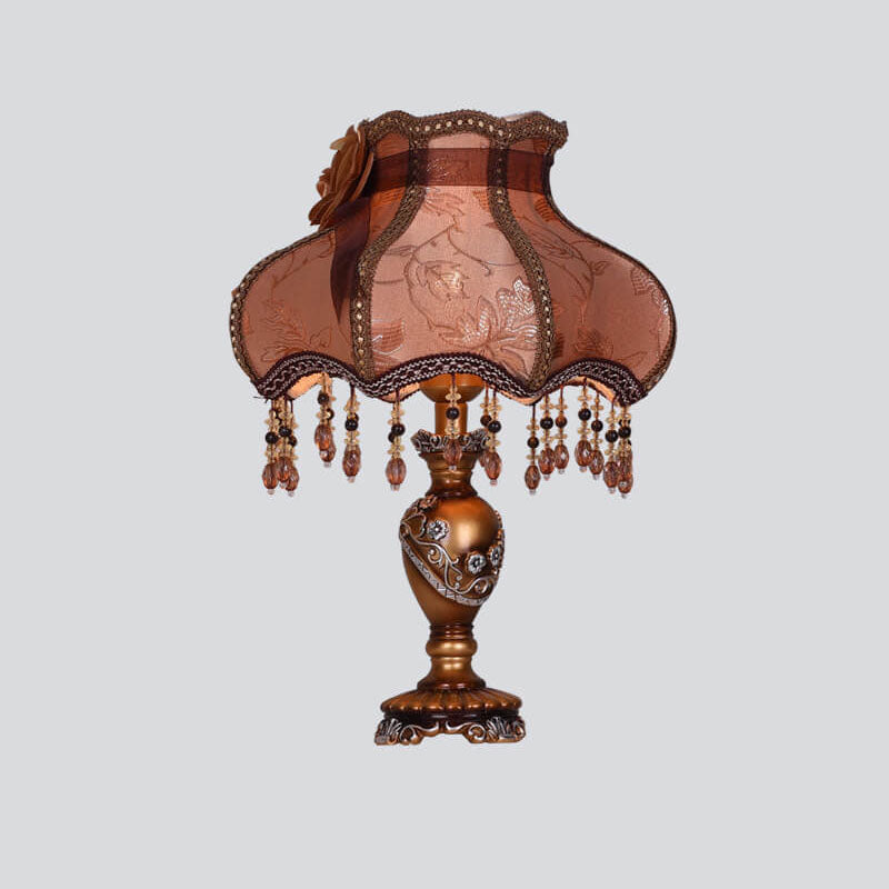European Luxury Fabric Lace Resin 1-Light Table Lamp - Elegant Home Decor, Designer Lighting, Vintage Style Accent Lamp, Luxurious Bedroom Lighting, Chic Living Room Decor, Stylish Table Light, Decorative Resin Lamp, Unique Fabric Design, Modern Interior