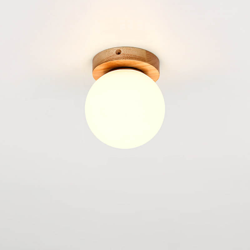 Modern Nordic Minimalist Wood Circular Square Semi-Flush Mount Ceiling Light