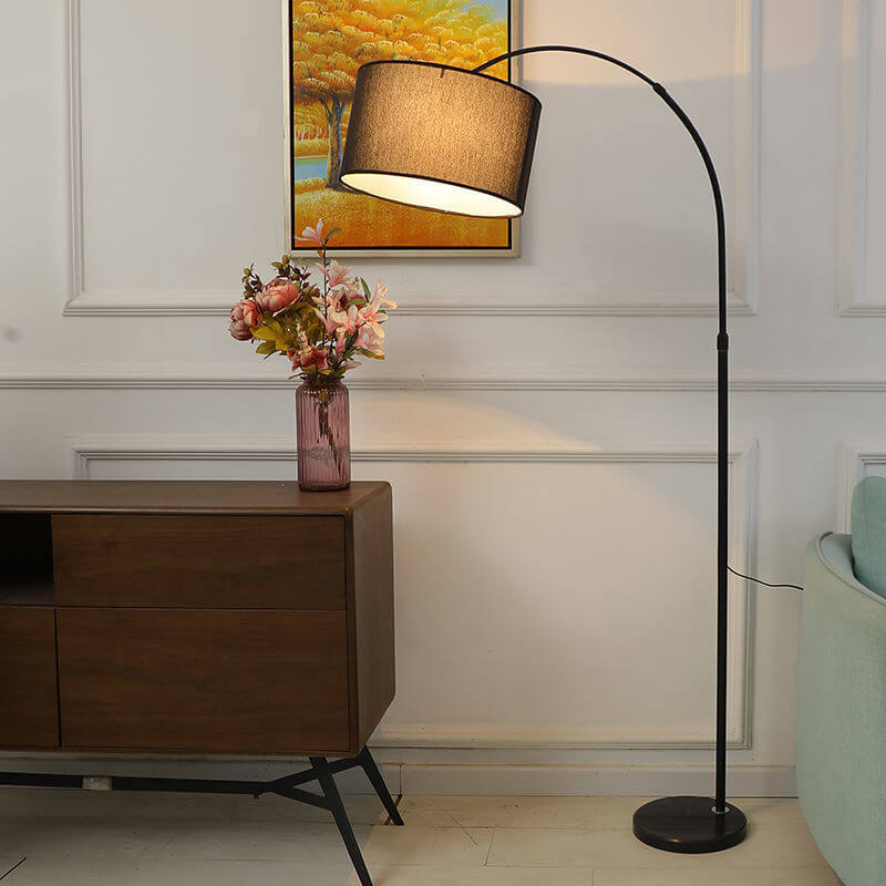 Nordic Fabric Column Shade Fishing Rod Floor Lamp - 1-Light Standing Design, Modern Home Lighting, Creative Decor, Adjustable Floor Lamp for Living Room & Bedroom
