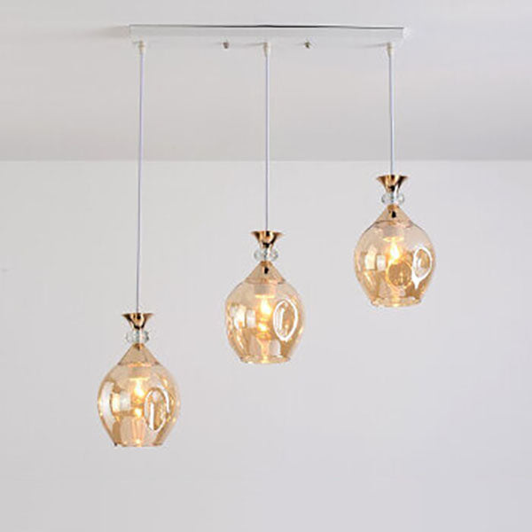 Contemporary Nordic Gradient Glass Orb 1/3 Light Island Chandelier for Living Room