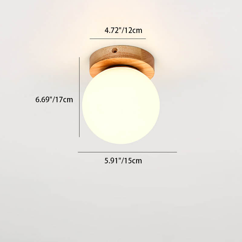 Modern Nordic Minimalist Wood Circular Square Semi-Flush Mount Ceiling Light