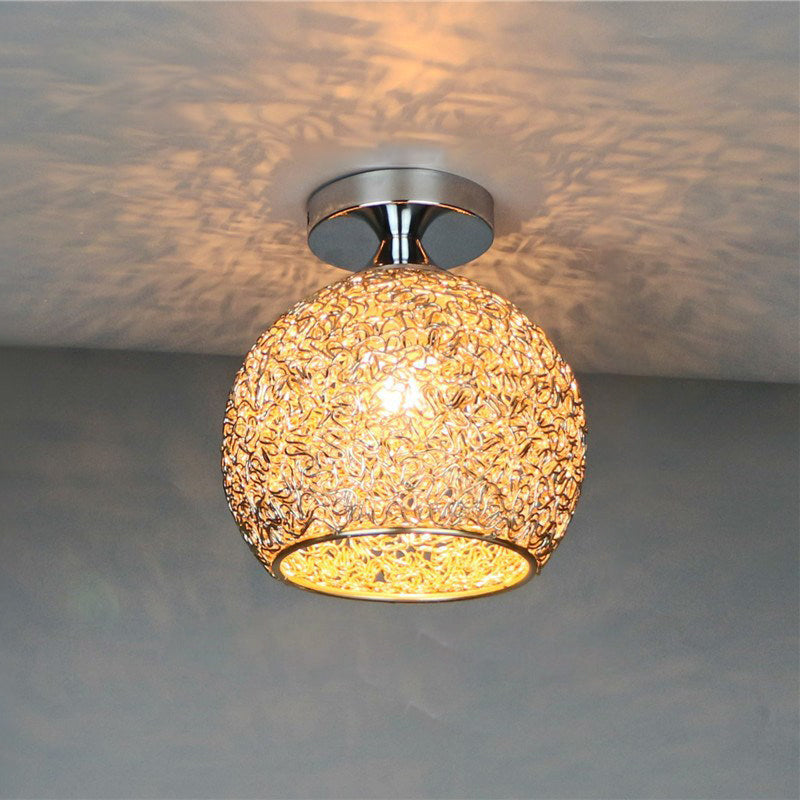 Contemporary Scandinavian Iron Aluminum Weaving Ball Semi-Flush Ceiling Light for Hallway