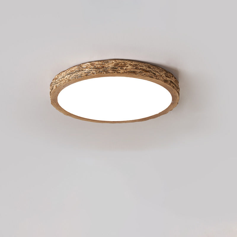 Modern Minimalist Round Stone Grain Resin Iron LED Ceiling Light for Bedroom