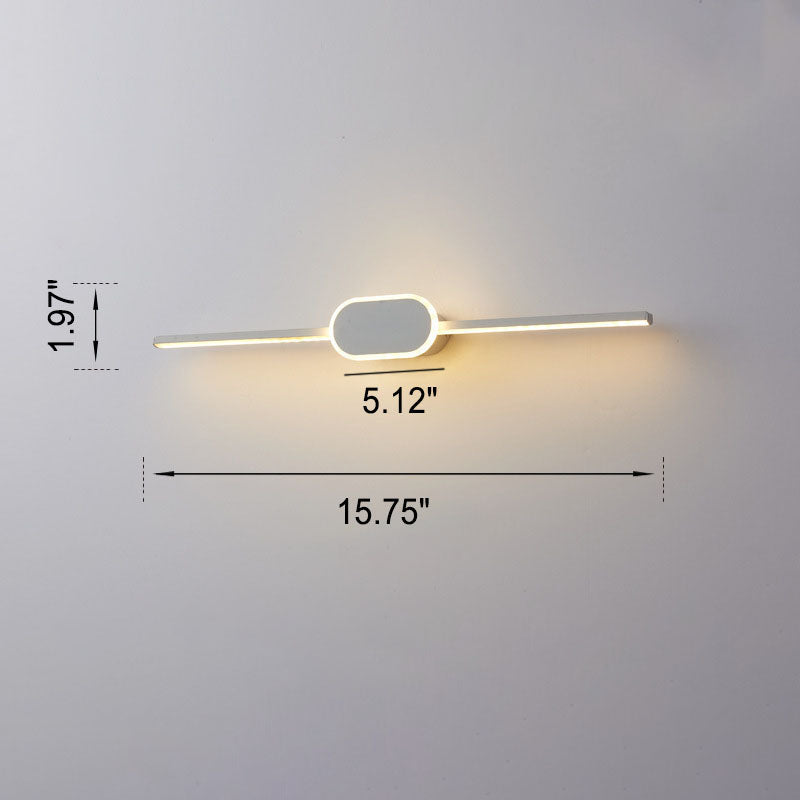 Modern Minimalist Oval Base LED Wall Sconce - Long Strip Design Vanity Light