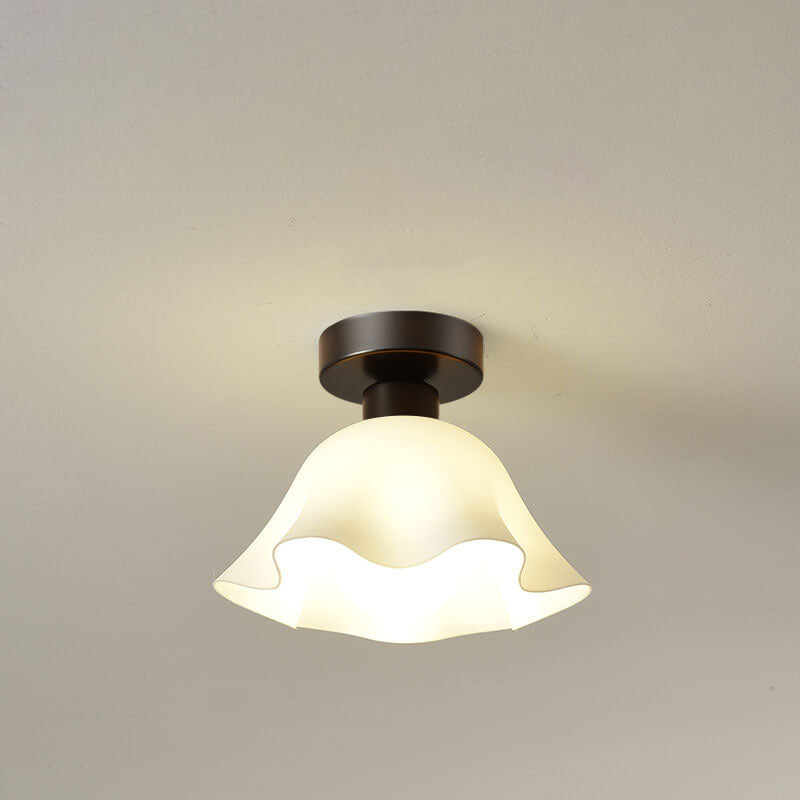 Scandinavian Modern Iron Glass Ceramic Flower Diamond Semi-Flush Mount Light