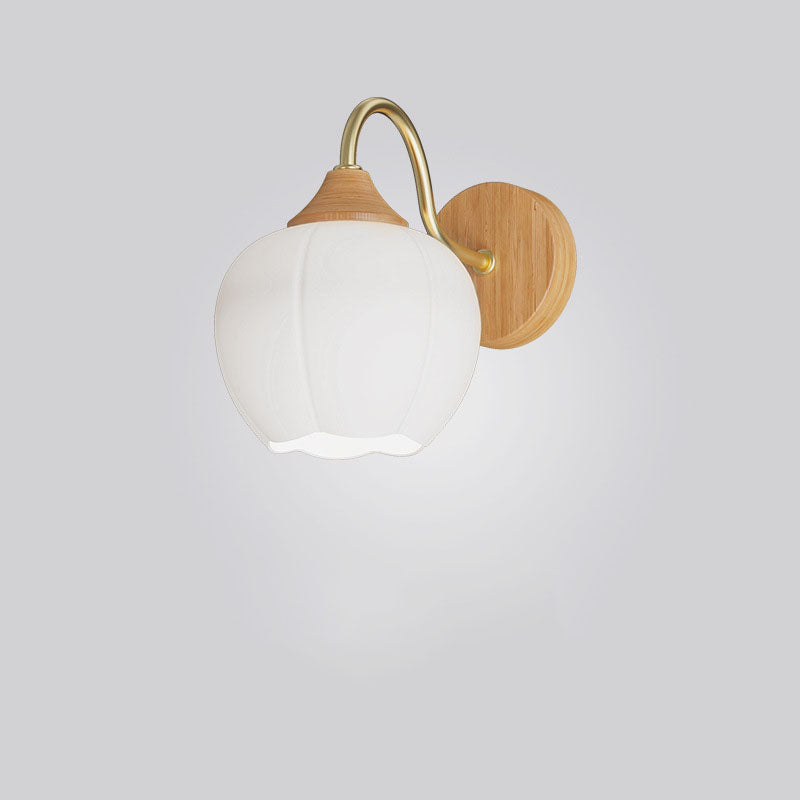 Contemporary Nordic Iron Glass Striped Round Log Wall Sconce - 1-Light Lamp for Living Room & Bedroom