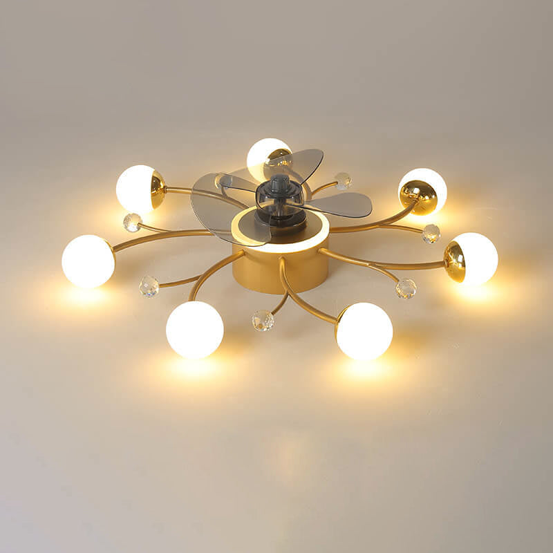 Nordic Light Luxury 5/7-Light LED Flush Mount Ceiling Fan