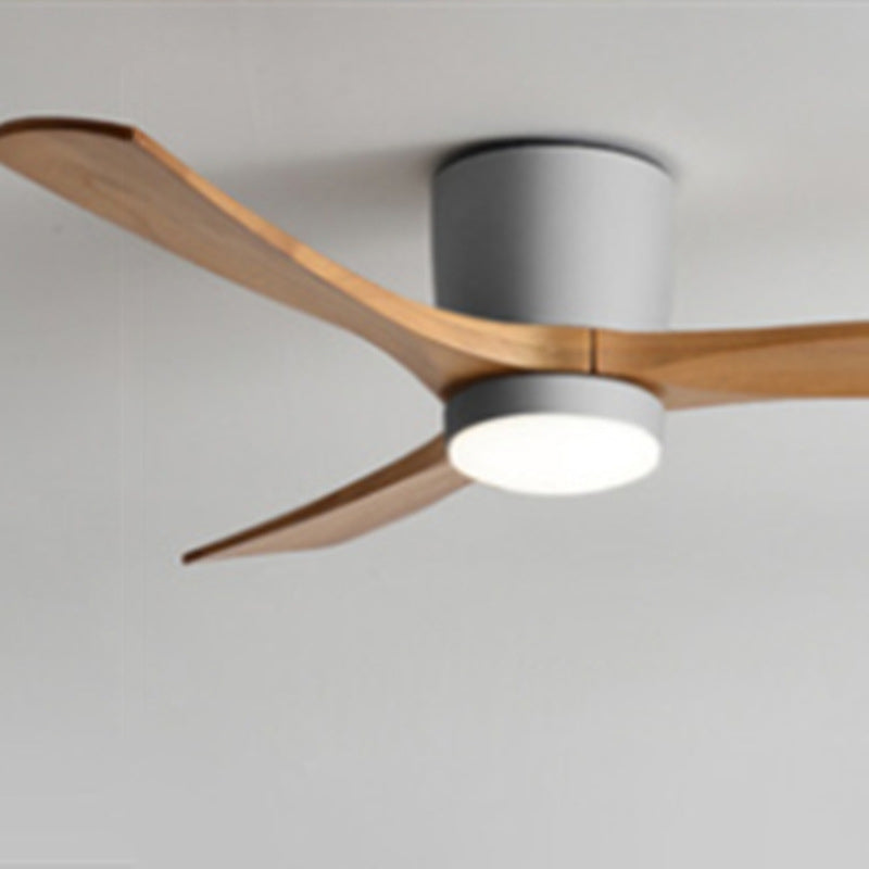 Contemporary Scandinavian Copper Wood Acrylic LED Ceiling Fan Light for Living Room