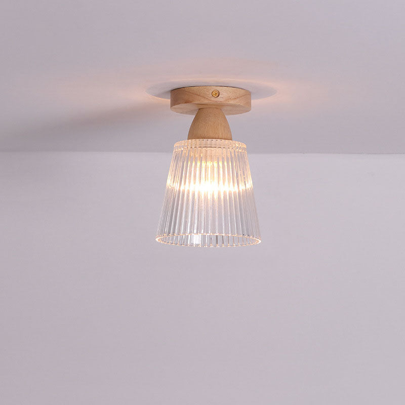 Japanese Minimalist Log Glass Semi-Flush Mount Light