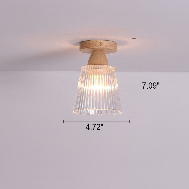 Japanese Minimalist Log Glass Semi-Flush Mount Light