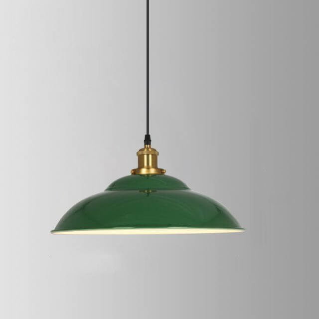 Industrial Vintage Green Iron Dome Cone Pendant Light 1-Light Fixture, Retro Hanging Light for Kitchen and Dining Room, Rustic Home Decor