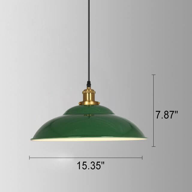 Industrial Vintage Green Iron Cone Pendant Light - 1-Light Hanging Fixture