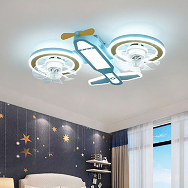 Contemporary LED Aircraft Ceiling Fan Light for Kids' Bedroom