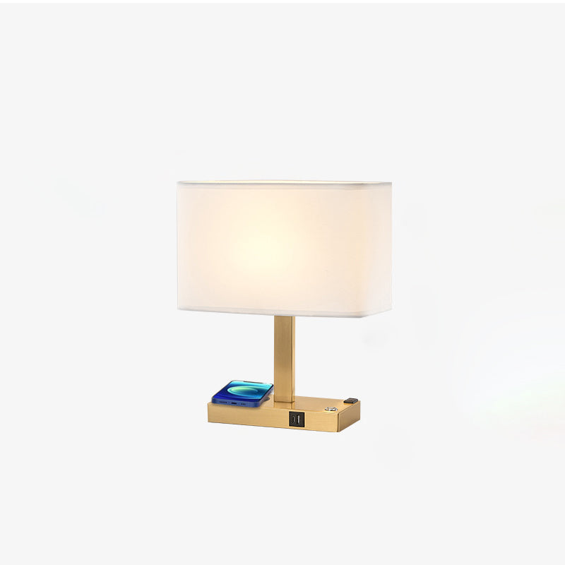 Modern Minimalist Rectangular Cloth Iron Table Lamp - Stylish 1-Light Design for Living Room