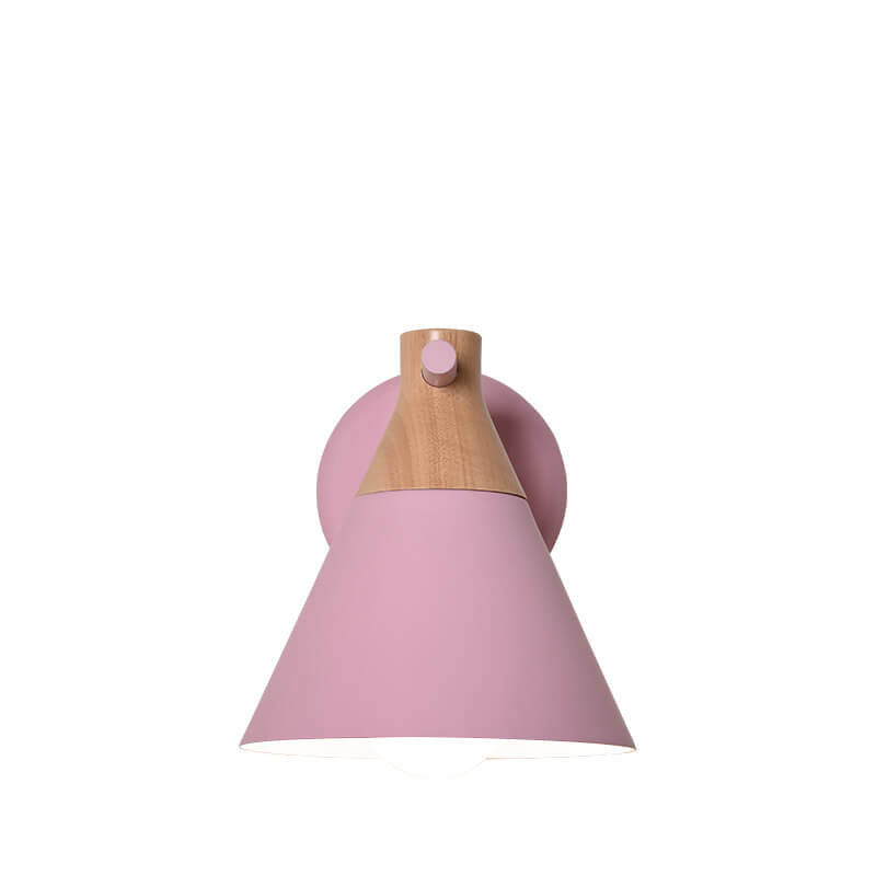 Nordic Solid Wood Macaron Cone 1-Light Wall Sconce Lamp