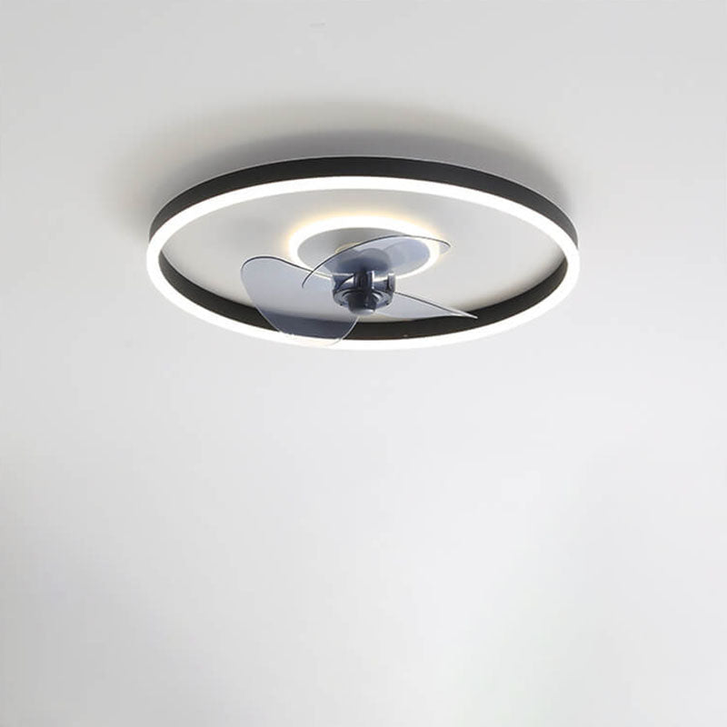 Contemporary Nordic Round LED Flush Mount Ceiling Fan Light for Living Room & Bedroom