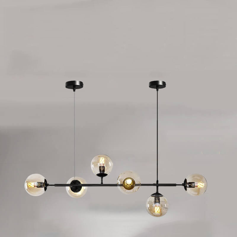Nordic Minimalist Colorful Glass Orb 6-Light Island Chandelier