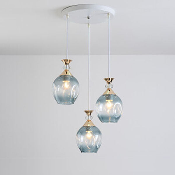 Contemporary Nordic Gradient Glass Orb 1/3 Light Island Chandelier for Living Room